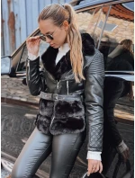 Dámská kožená bunda ramones s kožešinou černá model 21993392 - FashionStreet
