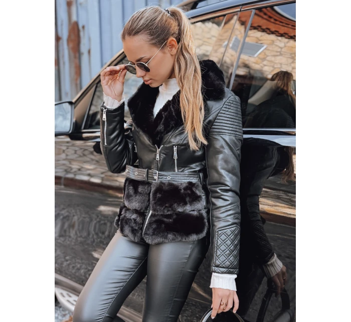 Dámská kožená bunda ramones s kožešinou černá model 21993392 - FashionStreet