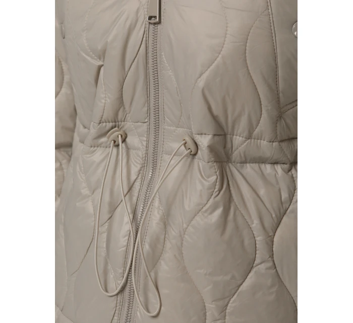 Dámská prošívaná bunda s kapucí světle šedá FashionStreet TY5535 Dámská prošívaná bunda s kapucí světle šedá FashionStreet TY5535