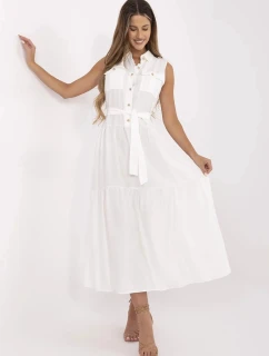 Elegantní dámské maxi šaty v krémové barvě model 21214408 - Factory Price