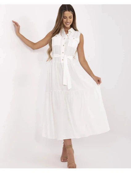 Elegantní dámské maxi šaty v krémové barvě (A5032)