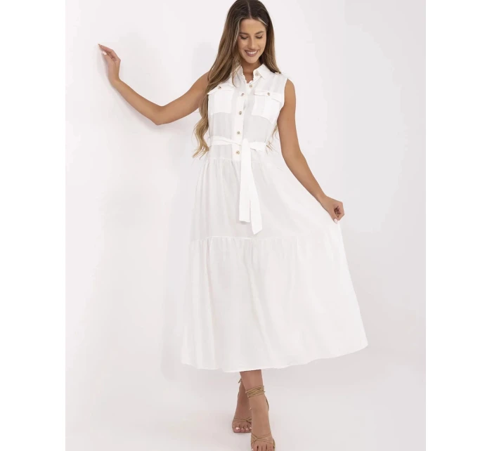 Elegantní dámské maxi šaty v krémové barvě (A5032)