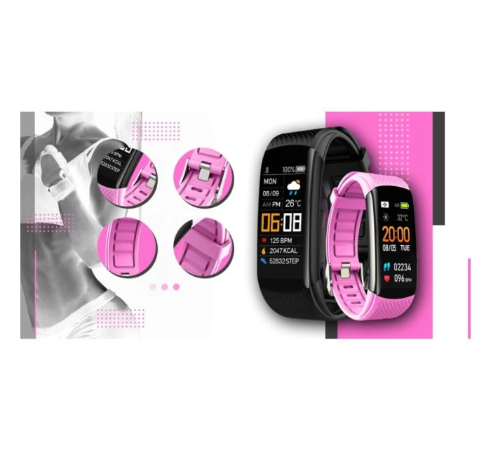 GIEWONT Smartwatch Black and Pink 2 Stripes GW200-4 GIEWONT Smartwatch Black and Pink 2 Stripes GW200-4