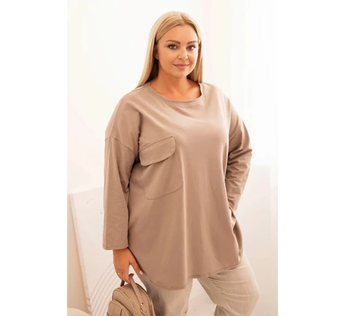 Dámská blůza Plus Size s s kapsou a rukávy fango model 21259094 - K-Fashion