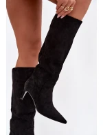 Kozačky Na Podpatku S Eko Černé model 21788139 - Boto Kozačky Na Podpatku S Eko Černé model 21788139 - Boto