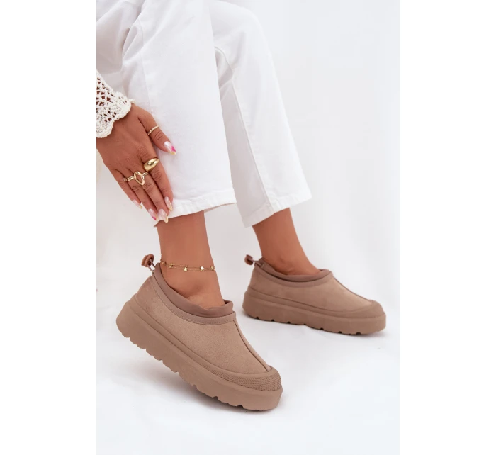 Dámské sněhule na platformě s nízkým svrškem Izamine – tmavě béžové Dámské sněhule na platformě s nízkým svrškem Izamine – tmavě béžové