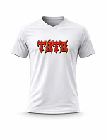 Pánské bavlněné tričko s potiskem - TÁTA (ROCK) - bílé