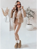 Dámská prošívaná zimní bunda SNOWLIKE s kapucí světle béžová FashionStreet TY4931 Dámská prošívaná zimní bunda SNOWLIKE s kapucí světle béžová FashionStreet TY4931