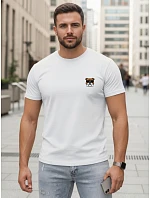 Pánské bavlněné tričko s potiskem buldočka bílé FashionStreet NX0125R