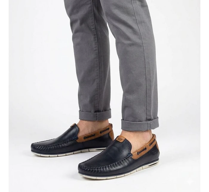 Pánské tmavě modré kožené mokasíny Bugatti 321-A2X65-1000-4100