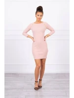 Šaty s ozdobnými knoflíky tmavě pudrově růžové