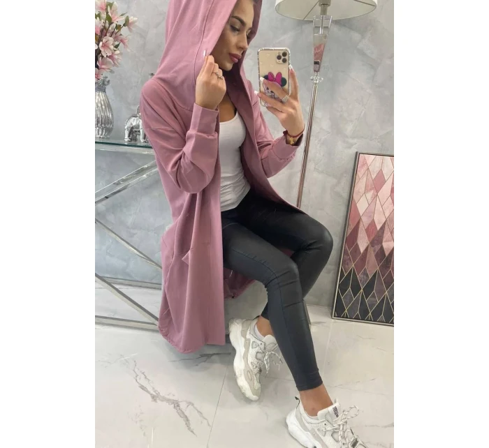 Tmavě růžová bunda oversize s kapucí Tmavě růžová bunda oversize s kapucí