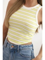 Dámská bavlněná proužkovaná bezrukávová blůza zelená