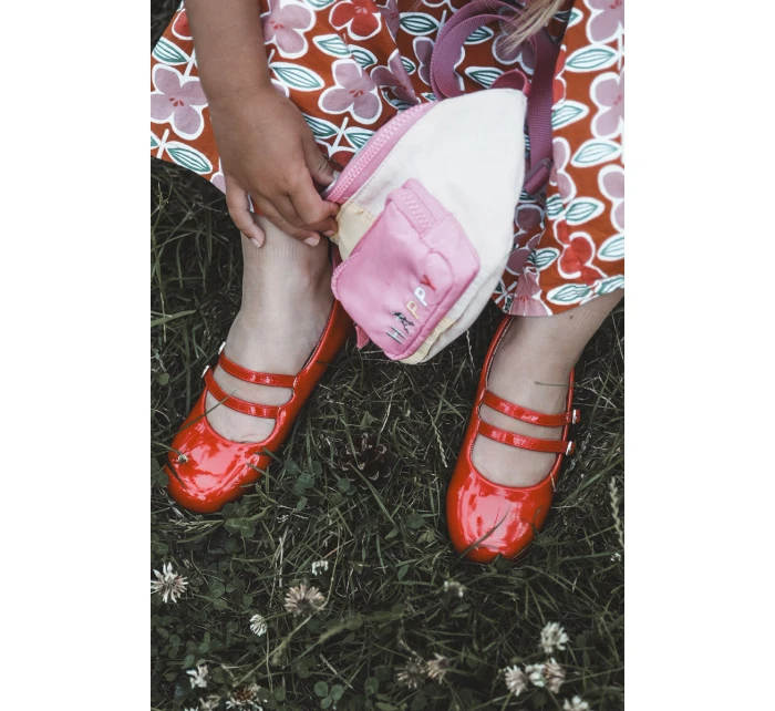 Lakované dětské baletky s červenými proužky Margenis