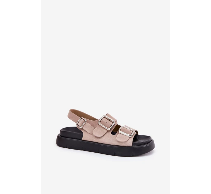 Semišové dámské sandály s přezkami Big Star model 21694384 světle růžové - Big Star Shoes