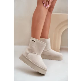 Vysoké Sněhule Dámské Na Platformě Big Star OO274897 Světle Béžové Vysoké Sněhule Dámské Na Platformě Big Star OO274897 Světle Béžové