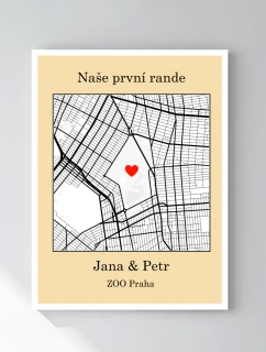 Personalizovaný plakát v rámu - 30x40 - mapa