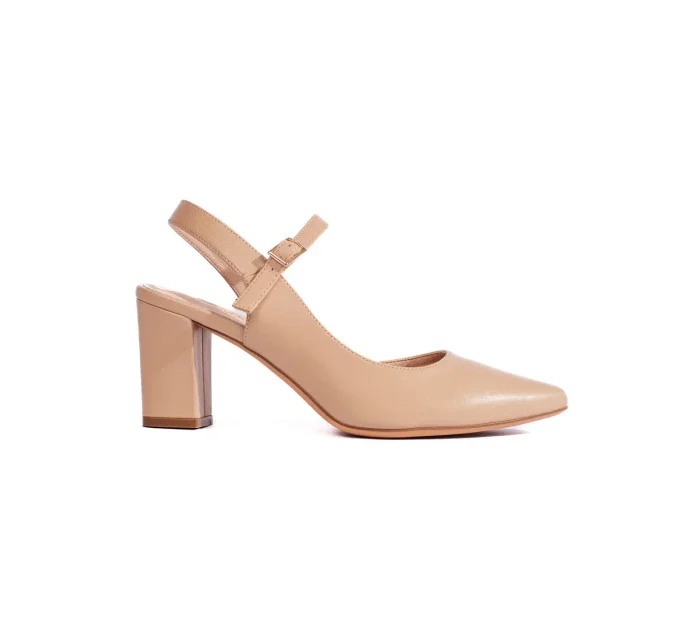 Luxusní hnědé dámské lodičky na širokém podpatku Luxusní hnědé dámské lodičky na širokém podpatku