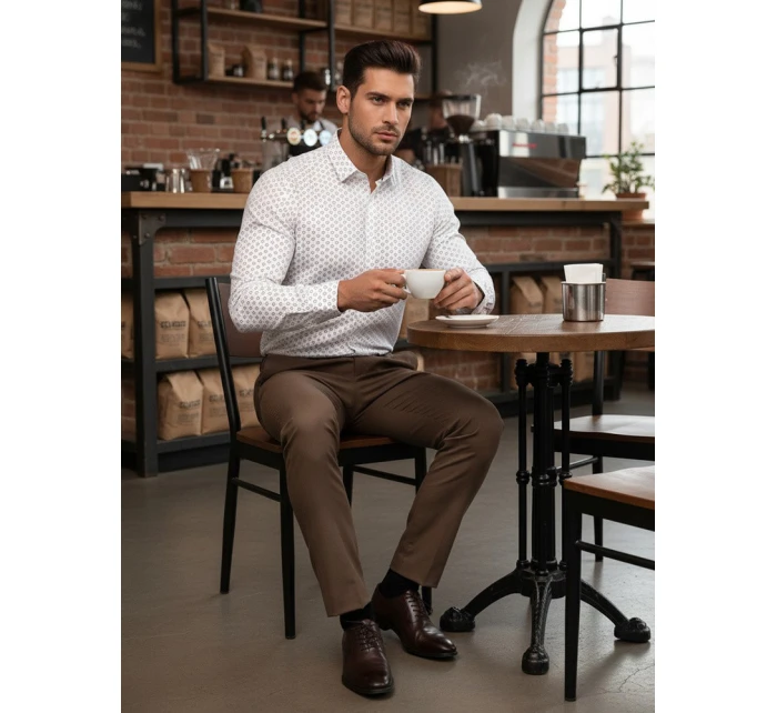 Pánská bílá košile FashionStreet DX2437 Pánská bílá košile FashionStreet DX2437