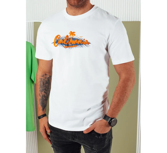 Pánské bílé tričko s potiskem Dstreet RX5371 Pánské bílé tričko s potiskem Dstreet RX5371