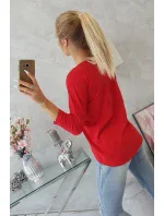 Halenka s grafickou a barevnou 3D mašlí červená Halenka s grafickou a barevnou 3D mašlí červená