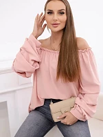 Španělská halenka s ozdobnými rukávy pudrově růžová