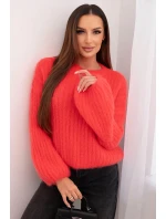 Svetr dámský z mohairu s bufáčovými rukávy malinová Svetr dámský z mohairu s bufáčovými rukávy malinová