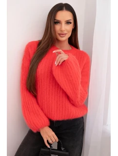 Svetr dámský z mohairu s bufáčovými rukávy malinová