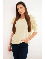 Dámská viskózová blůza se ozdobnými model 21961384 žlutá - K-Fashion