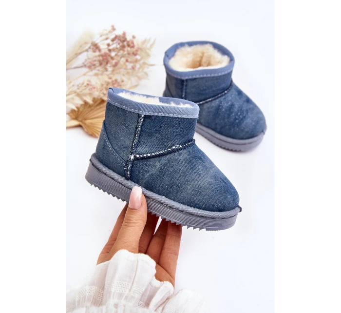 Dětské sněhule s brokátem Modré Sulinne Dětské sněhule s brokátem Modré Sulinne