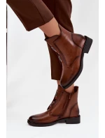 Dámské boty s izolací na nízkém podpatku s ozdobami hnědé model 21712145 - EVENTO Dámské boty s izolací na nízkém podpatku s ozdobami hnědé model 21712145 - EVENTO