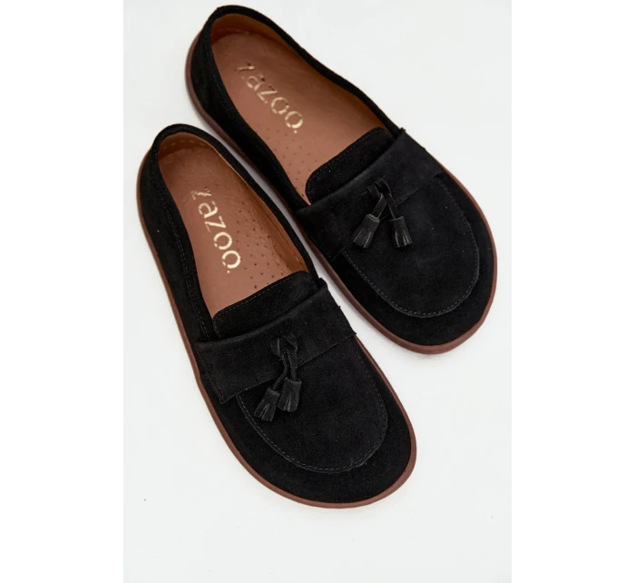 Kožené semišové mokasíny typu barefoot Zazoo 322 černé