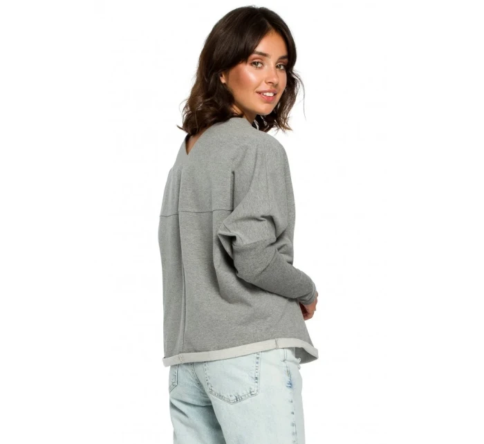 B094 Oversized top s výstřihem do V na zádech - šedý B094 Oversized top s výstřihem do V na zádech - šedý