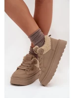 Dámské zateplené sportovní boty na platformě SS274105 Béžová - Big Star Dámské zateplené sportovní boty na platformě SS274105 Béžová - Big Star