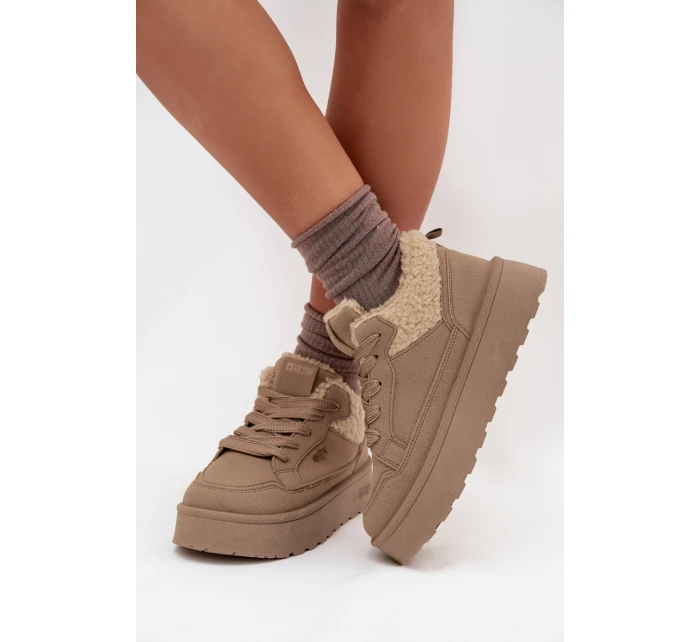 Dámské zateplené sportovní boty na platformě model 21817728 Béžová - Big Star Dámské zateplené sportovní boty na platformě model 21817728 Béžová - Big Star