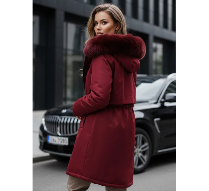 Dámská zimní bunda parka s kožešinou vínová FashionStreet TY5114