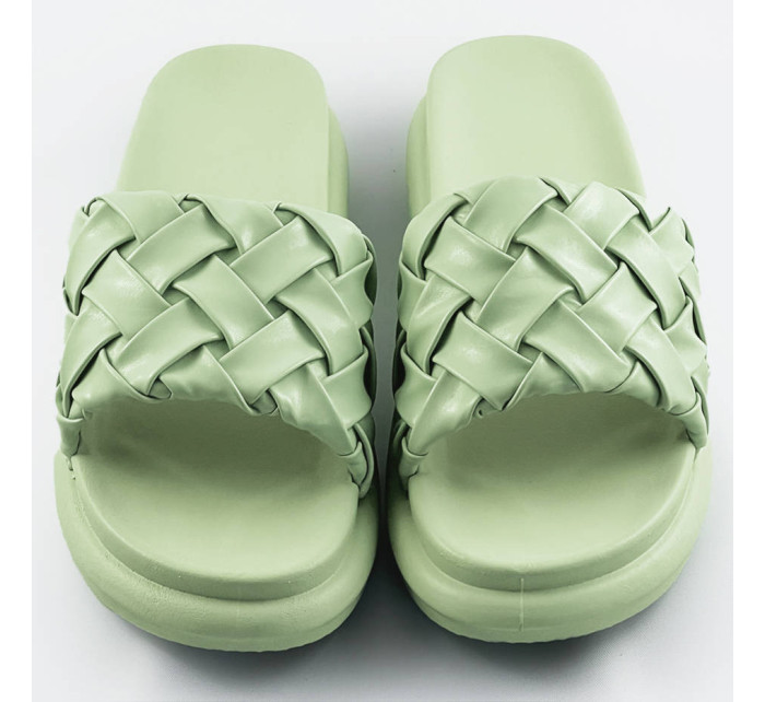 Zelené dámské pantofle se zapleteným páskem (XA-137)