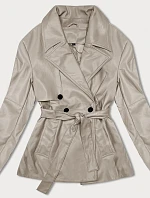 J Style krátký trenčkot z ekologické kůže, teplý, béžový (11Z8102)