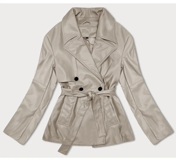 Krátký trenčkot z ekologické kůže J Style v teplé béžové barvě (11Z8102)