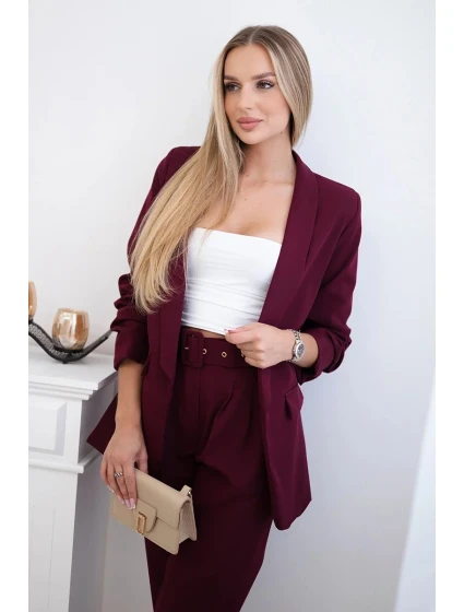 Elegantní souprava saka a kalhot Burgundsko Elegantní souprava saka a kalhot Burgundsko