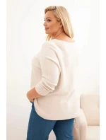 Dámský svetr plus size s lodičkovým výstřihem béžový Dámský svetr plus size s lodičkovým výstřihem béžový