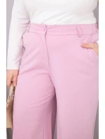Dámské kalhoty Plus Size s širokými nohavicemi a vysokým pasem tmavě pudrově růžová