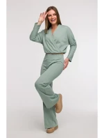 Široké kalhoty s předními  mátové model 21047270 - BeWear