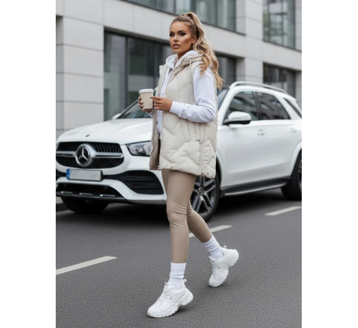 Dámská prošívaná vesta s kapucí bílá FashionStreet TY5108