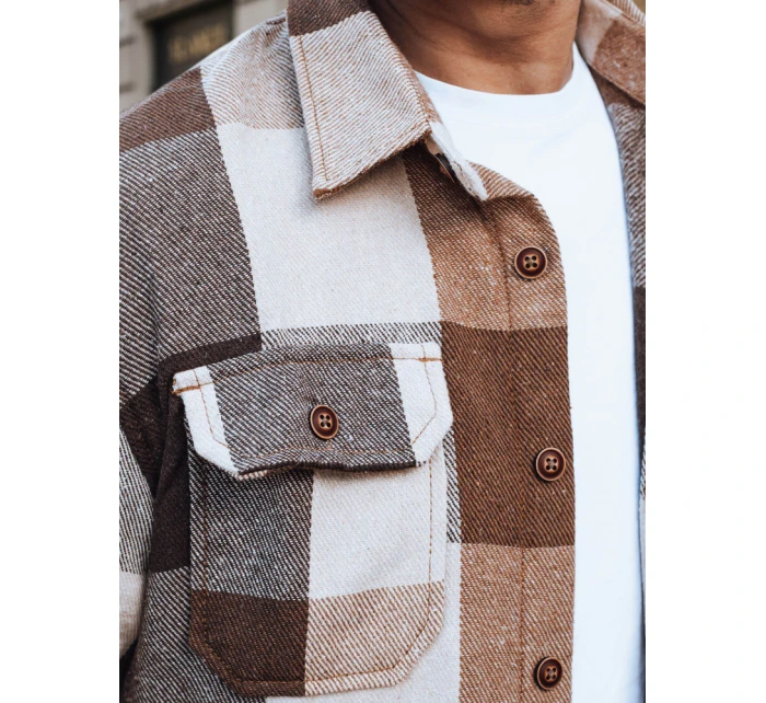 Pánská velbloudí kostkovaná flanelová košile Dstreet DX2674