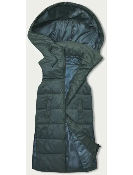 Tmavě zelená dámská vesta s kapucí model 18838488 - S'WEST