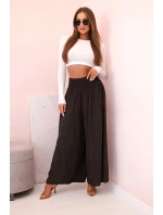 Dámské viskózové kalhoty s elastickým pasem hnědý