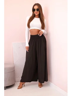 Dámské viskózové kalhoty s elastickým pasem hnědý