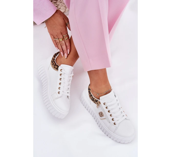 Dámské Sportovní Boty Na Platformě Z Eko Kůže Panther Bílé Velionna Dámské Sportovní Boty Na Platformě Z Eko Kůže Panther Bílé Velionna