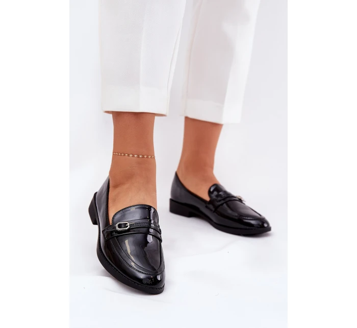 Lakované Dámské Mokasíny S Přezkou Černé model 21689614 - Boto